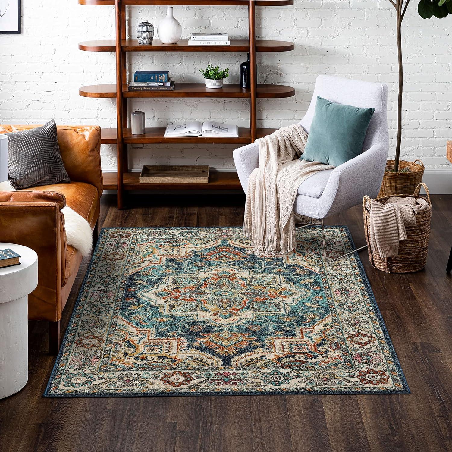 Elysian Blue Medallion 8' x 10' Synthetic Area Rug