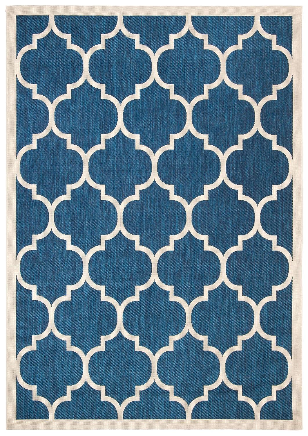 Courtyard CY6914 Power Loomed Indoor/Outdoor Area Rug - Navy/Beige - 6'7"x9'6" - Safavieh.