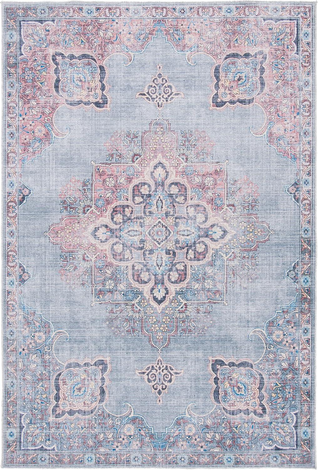 Serapi SEP580 Power Loomed Machine Washable Skid-Resistant Indoor Area Rug - Ivory/Blue - 5'3"x7'6" - Safavieh