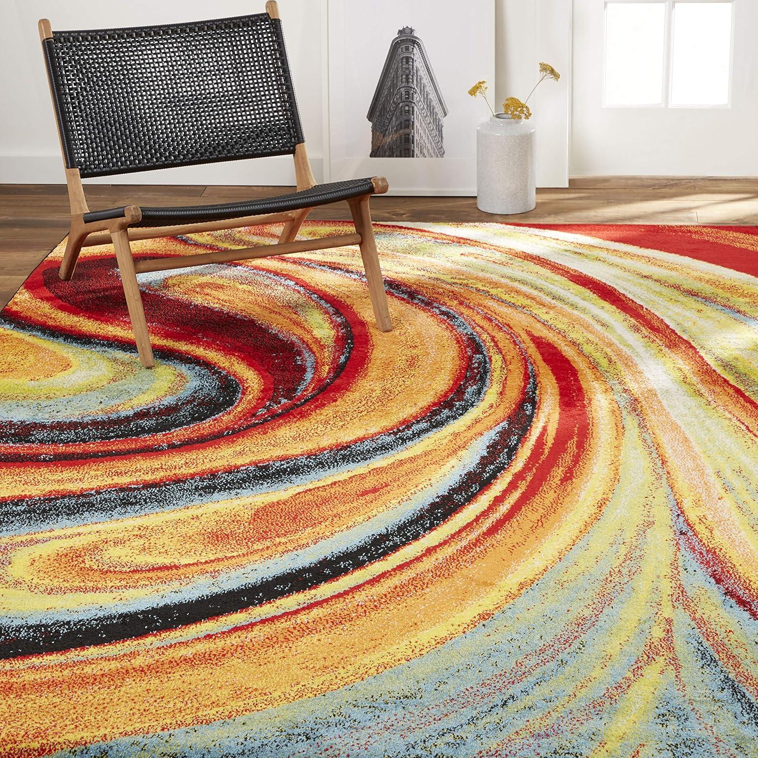 Home Dynamix Splash Adja Contemporary Abstract Swirl Area Rug, Red/Blue, 7'10"x10'2"