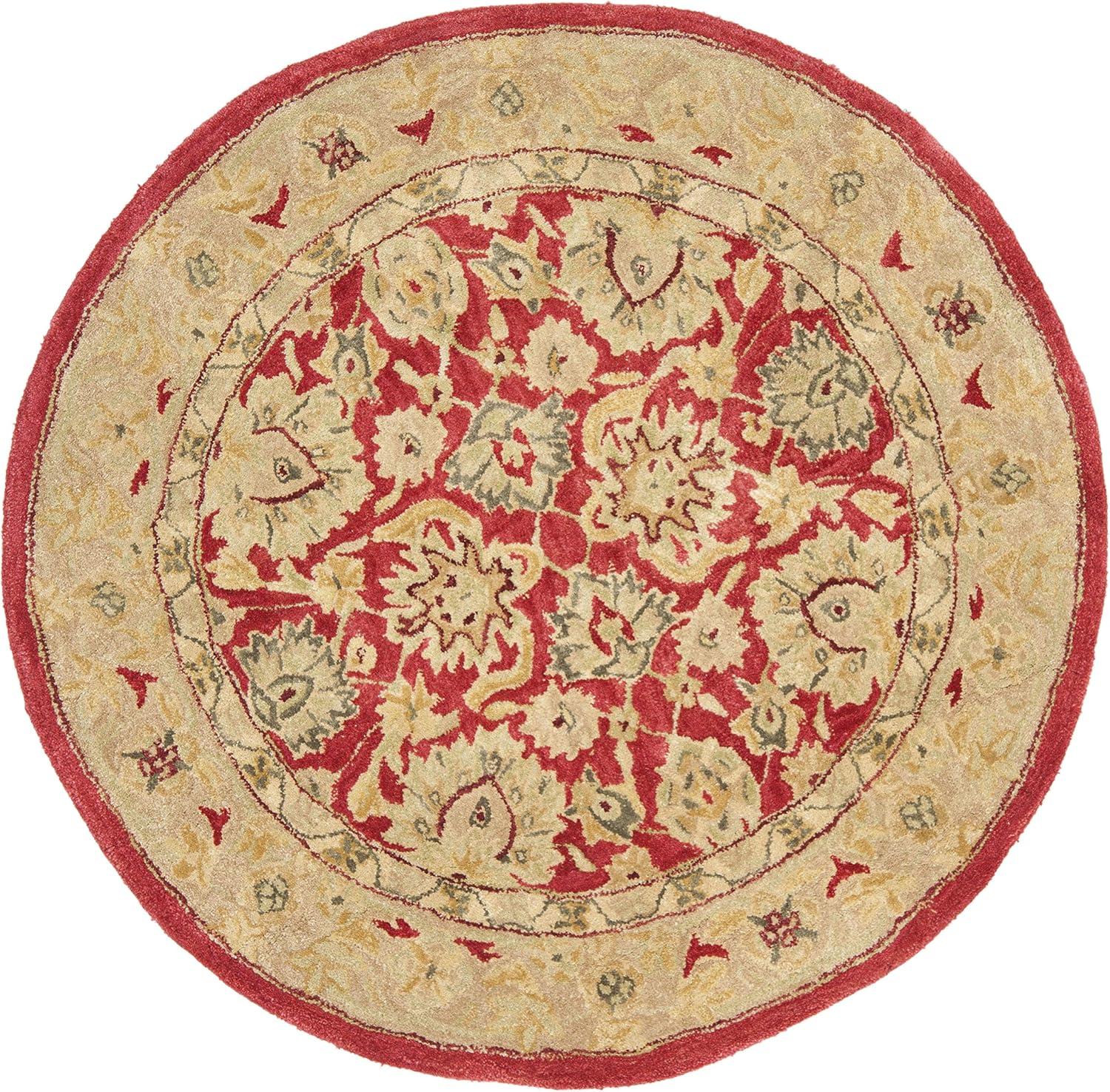 Anatolia AN522 Hand Tufted Indoor Area Rug - Red/Ivory - 4' Round - Safavieh