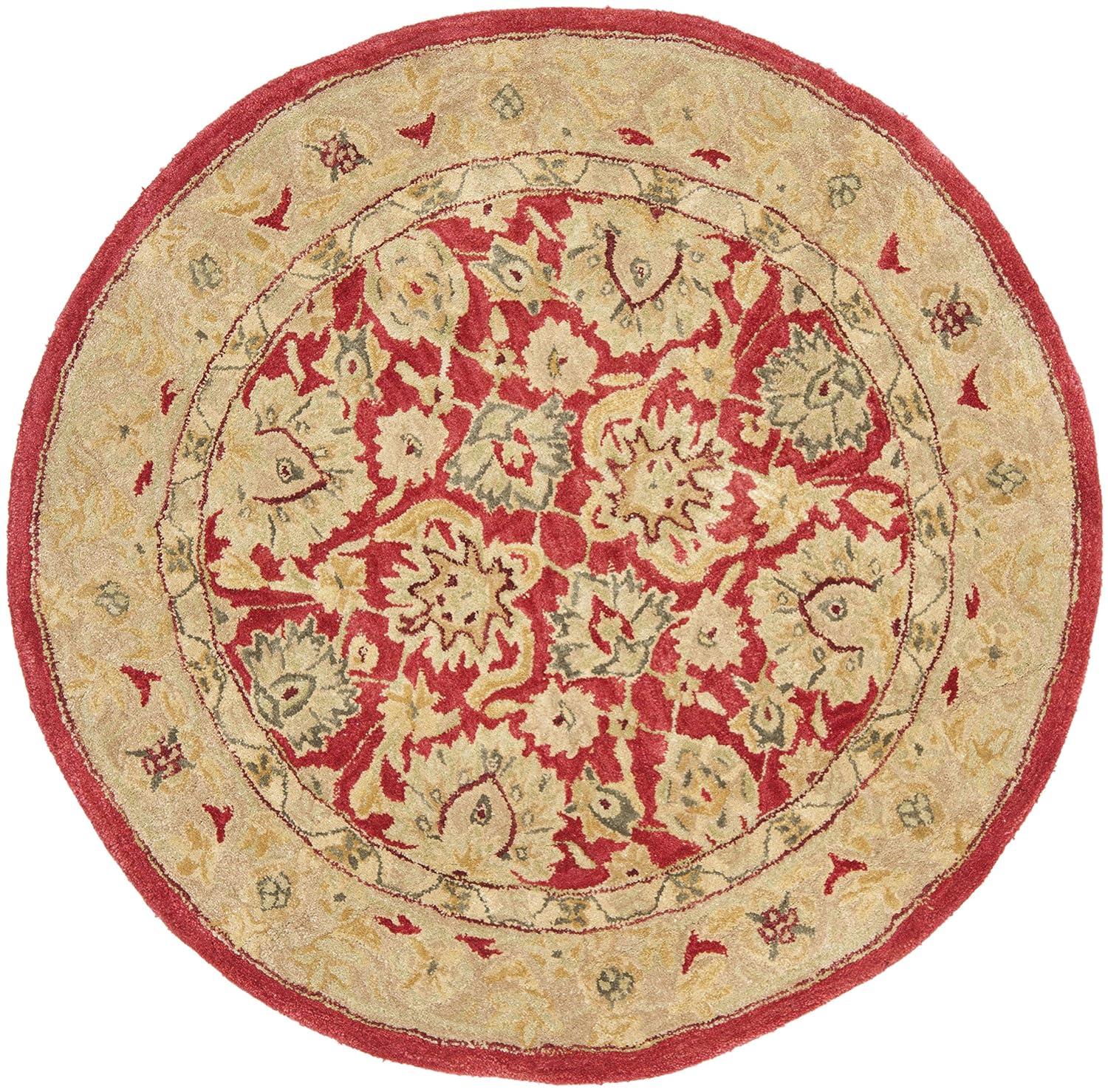 Anatolia AN522 Hand Tufted Indoor Area Rug - Red/Ivory - 4' Round - Safavieh