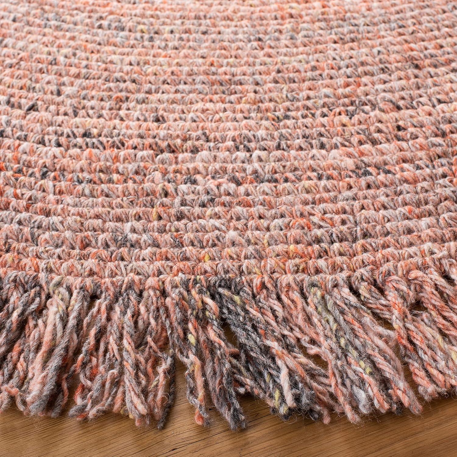 Braided BRD275 Hand Braided Area Rug - Orange/Grey - 4' round - Safavieh.