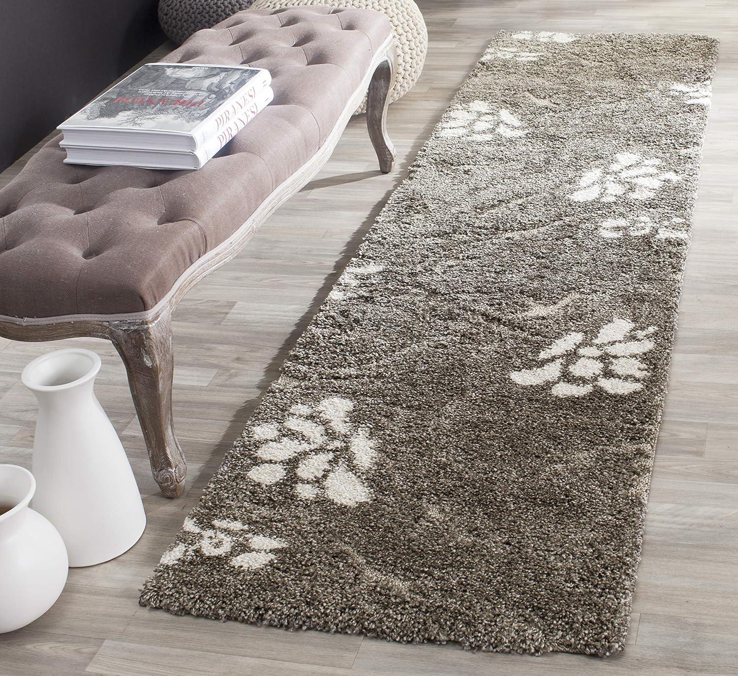 Florida Shag SG464 Power Loomed Indoor Runner Rug - Smoke/Beige - 2'3"x15' - Safavieh