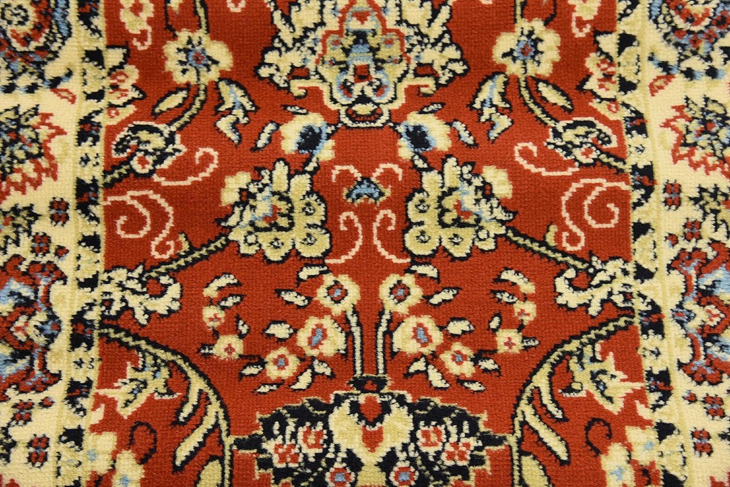 Unique Loom Sialk Hill Collection Area Rug - Washington (2' 7" x 10' Runner Terracotta/Cream) Floral Traditional Perfect For Living Room Bed Room Dining Room Office