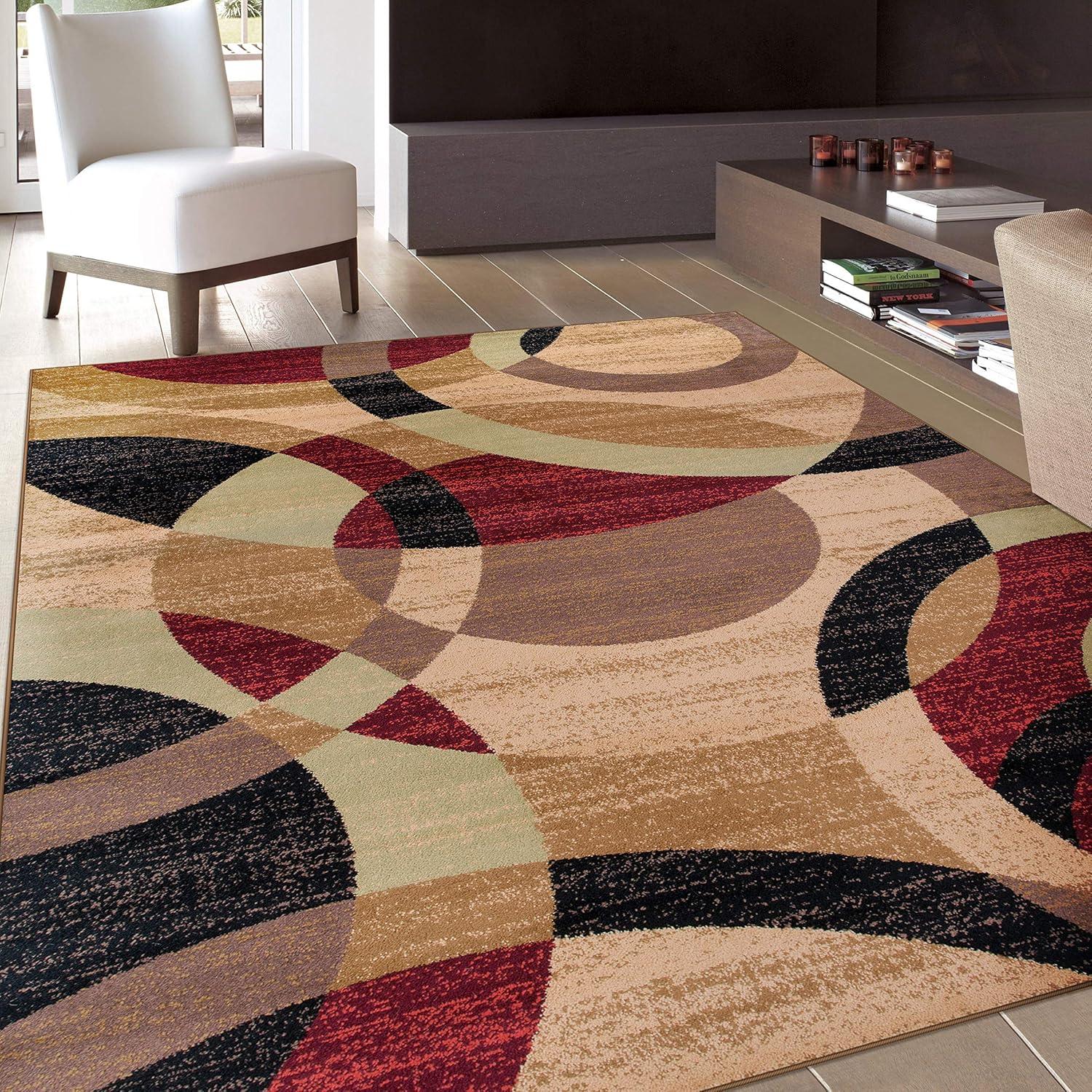 World Rug Gallery Geometric Circles Multi 7'10" x 10'2" Indoor Area Rug