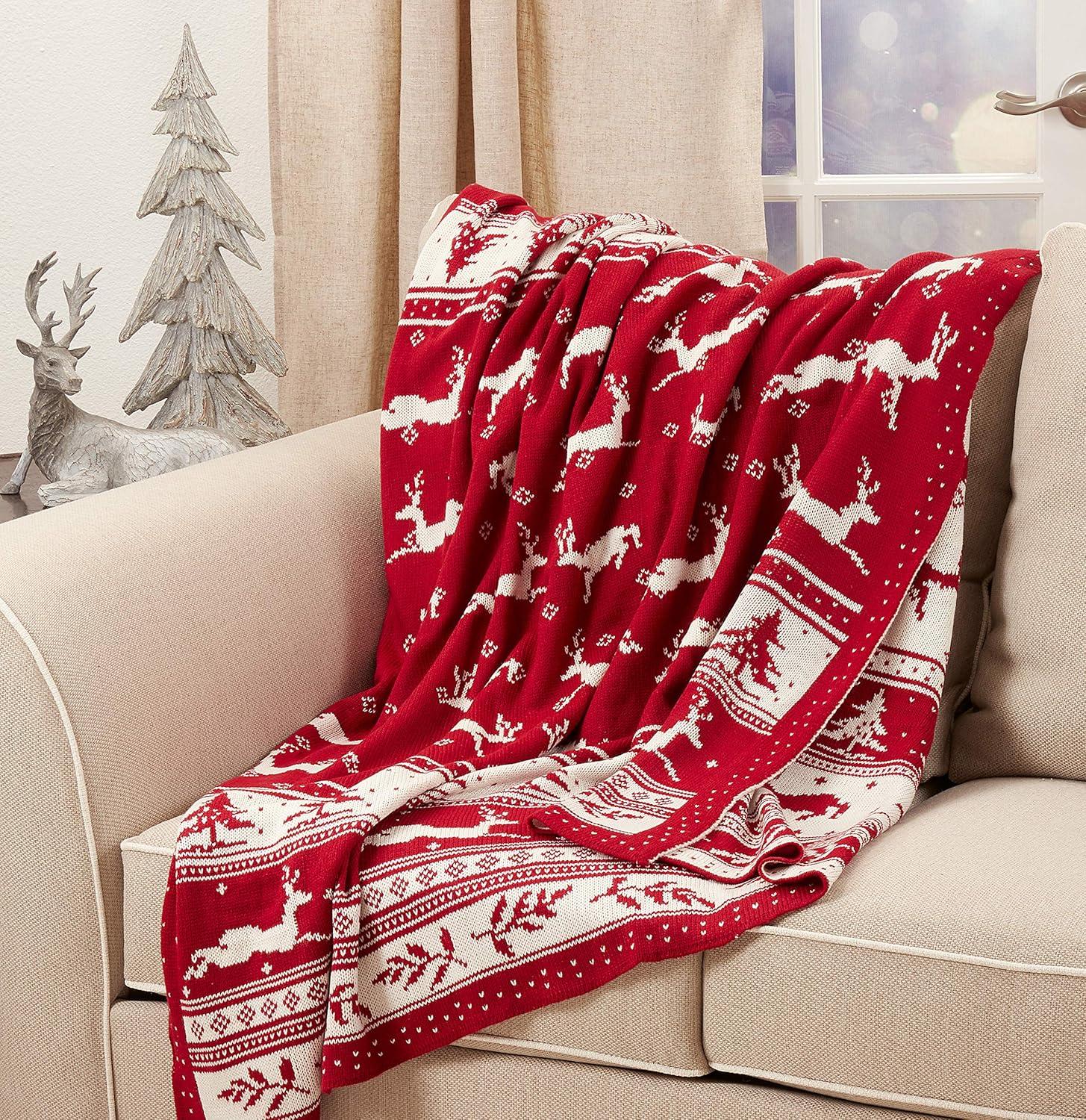 50"x60" Christmas Sweater Design Throw Blanket Red - Saro Lifestyle