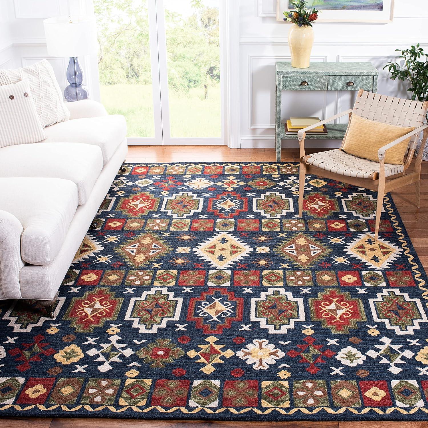Heritage HG353 Hand Tufted Area Rug - Navy/Red - 6'x6' - Safavieh.