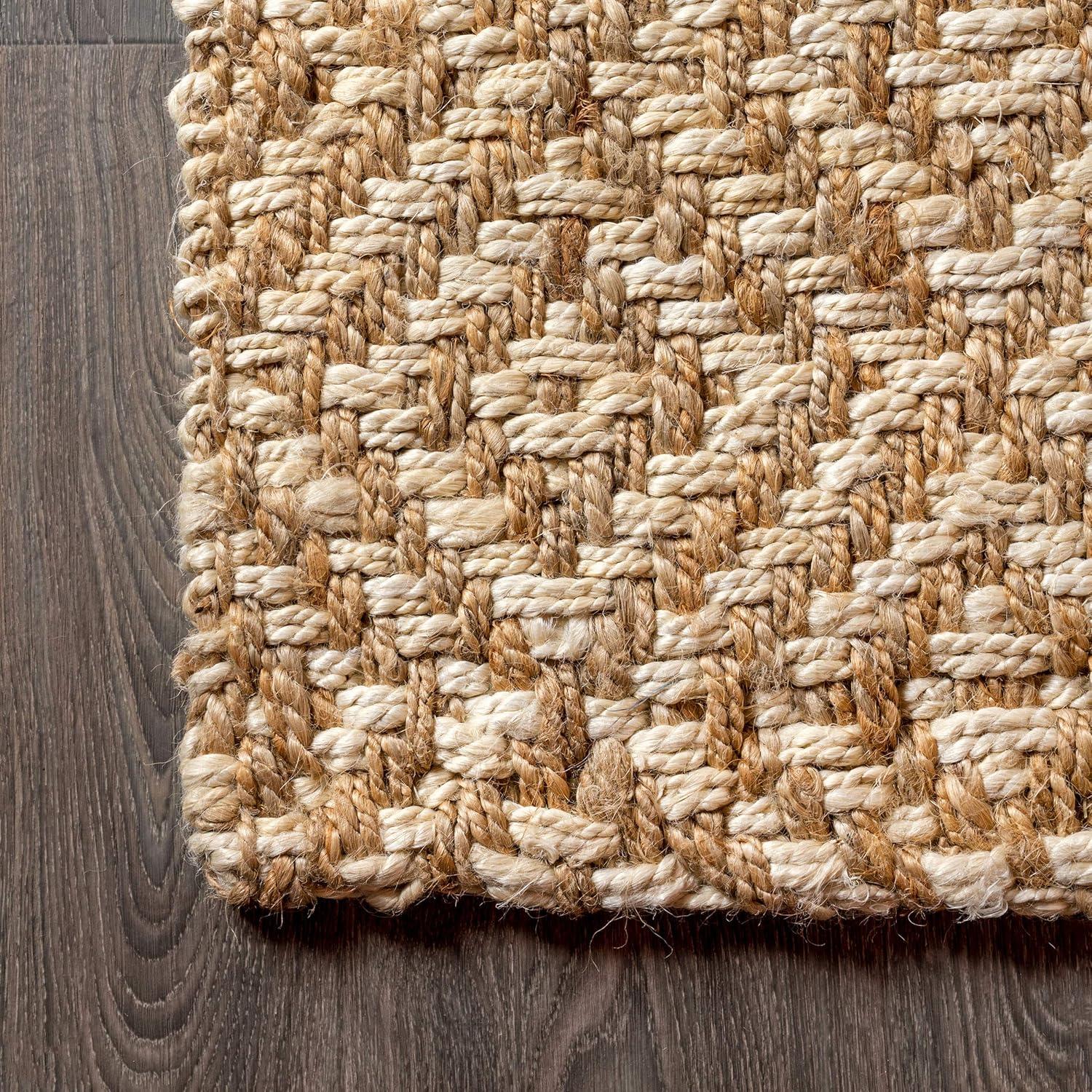 Ivory Diamond Braided Handmade Reversible 8' x 10' Jute Rug