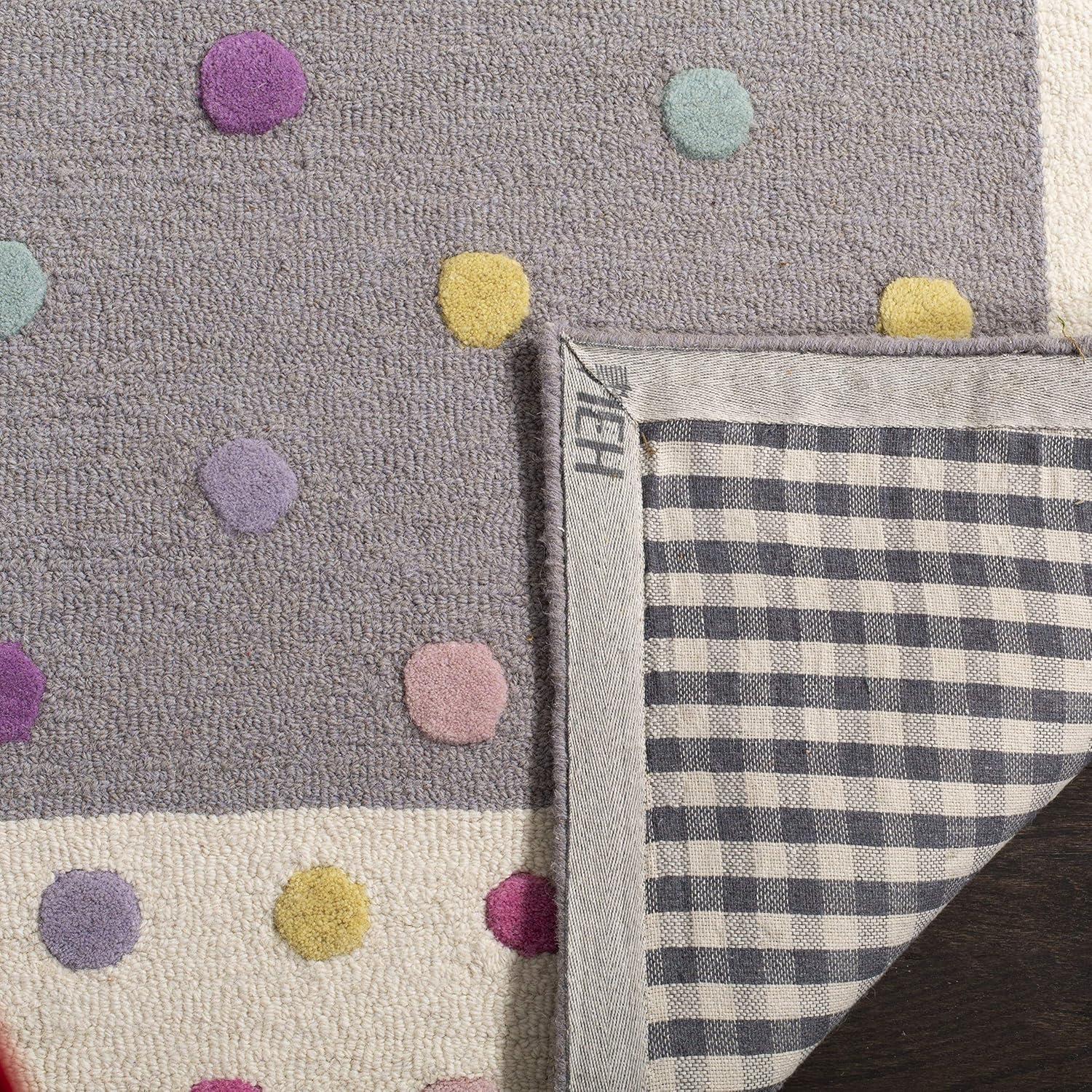 Gray and Multicolor Wool Geometric Kids Area Rug