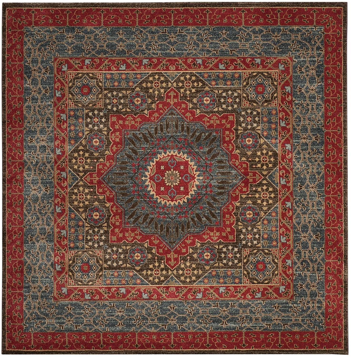 Mahal MAH620 Power Loomed Indoor Area Rug - Navy/Red - 5'1"x5'1" - Safavieh.
