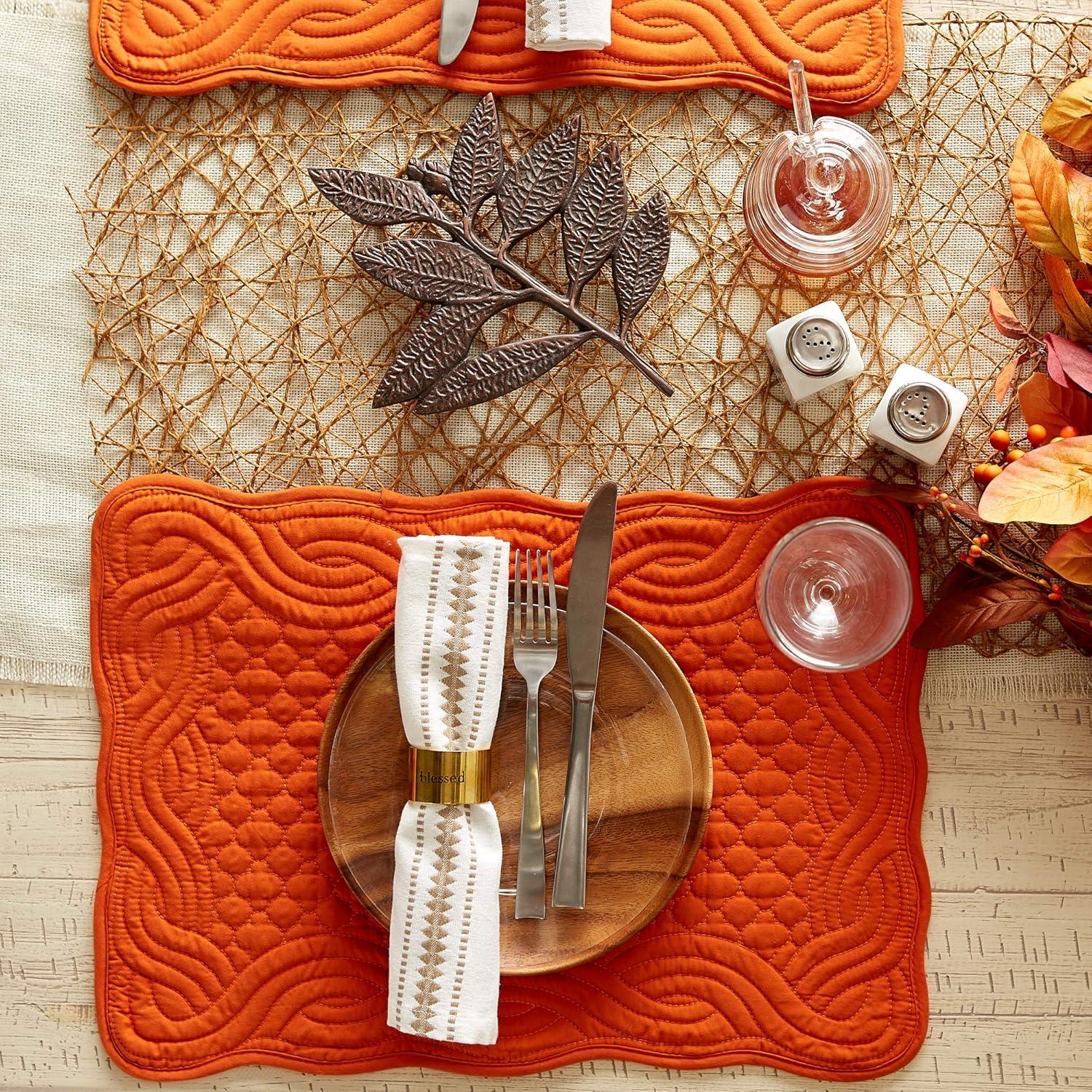 Pumpkin Spice Quilted Fabric Fall Placemats Set of 6