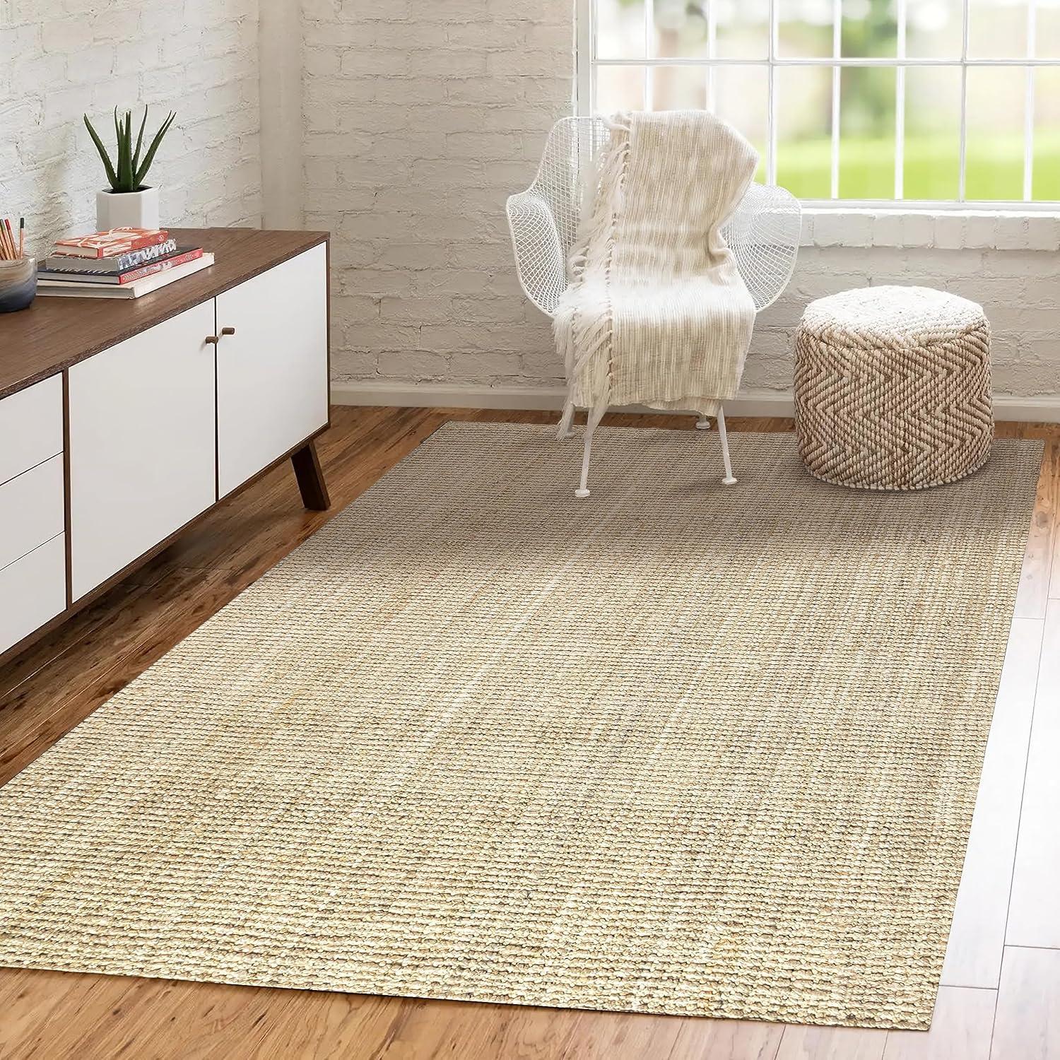 Hiro Hand Woven Chunky Jute Area Rug  - JONATHAN Y