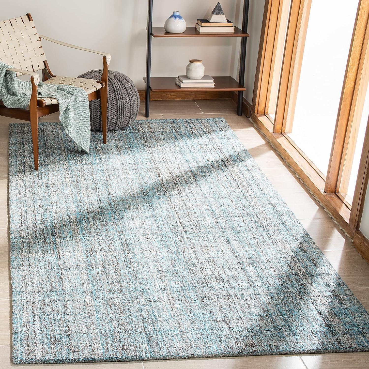 Abstract ABT150 Handmade Tufted Area Rug - Grey/Ivory - 6'-0" x 6'-0" Square - Safavieh
