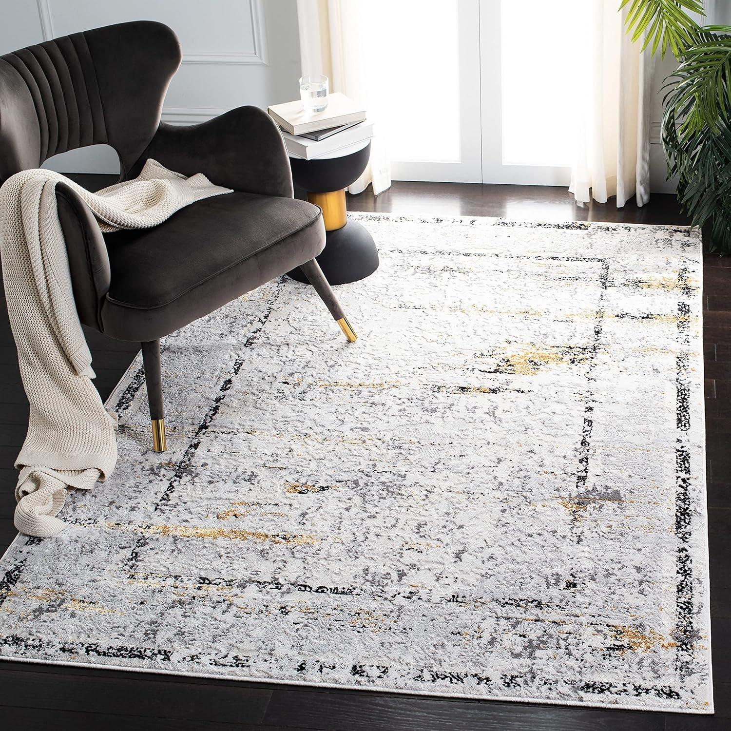 Grey and Gold 9' x 12' Flat Woven Reversible Area Rug