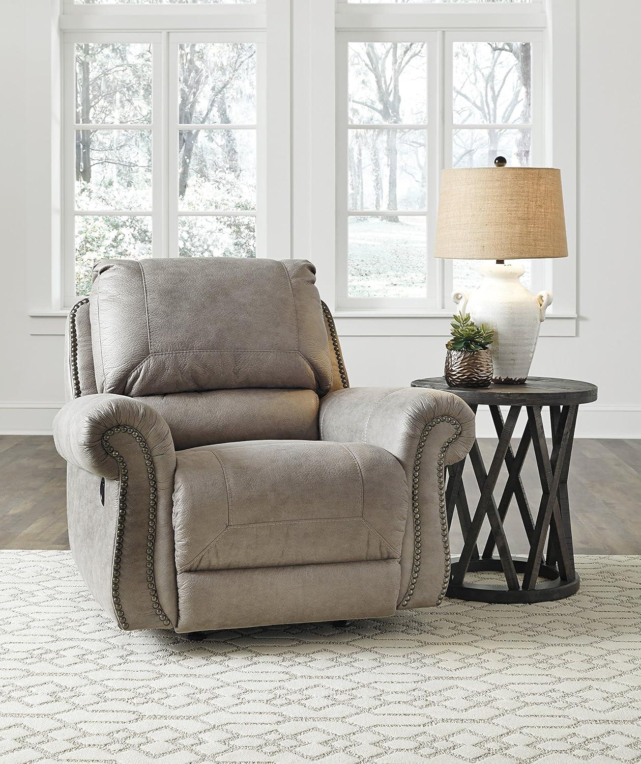 Olsberg Traditional Gray Wood 43" Rocker Recliner with Nailhead Trim