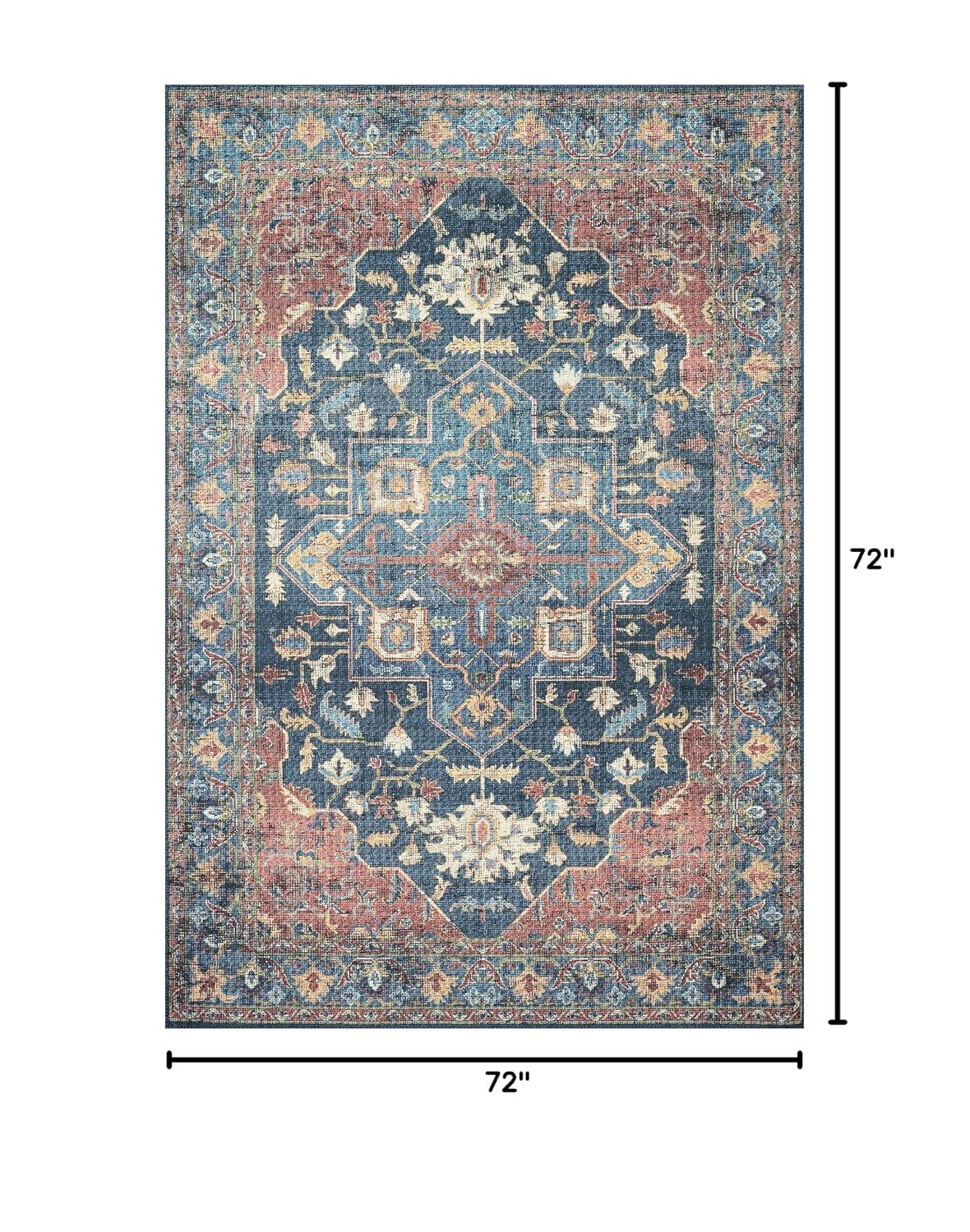 Loloi II Skye Collection SKY-08 Denim/Brick 6'-0" x 6'-0" Round Area Rug