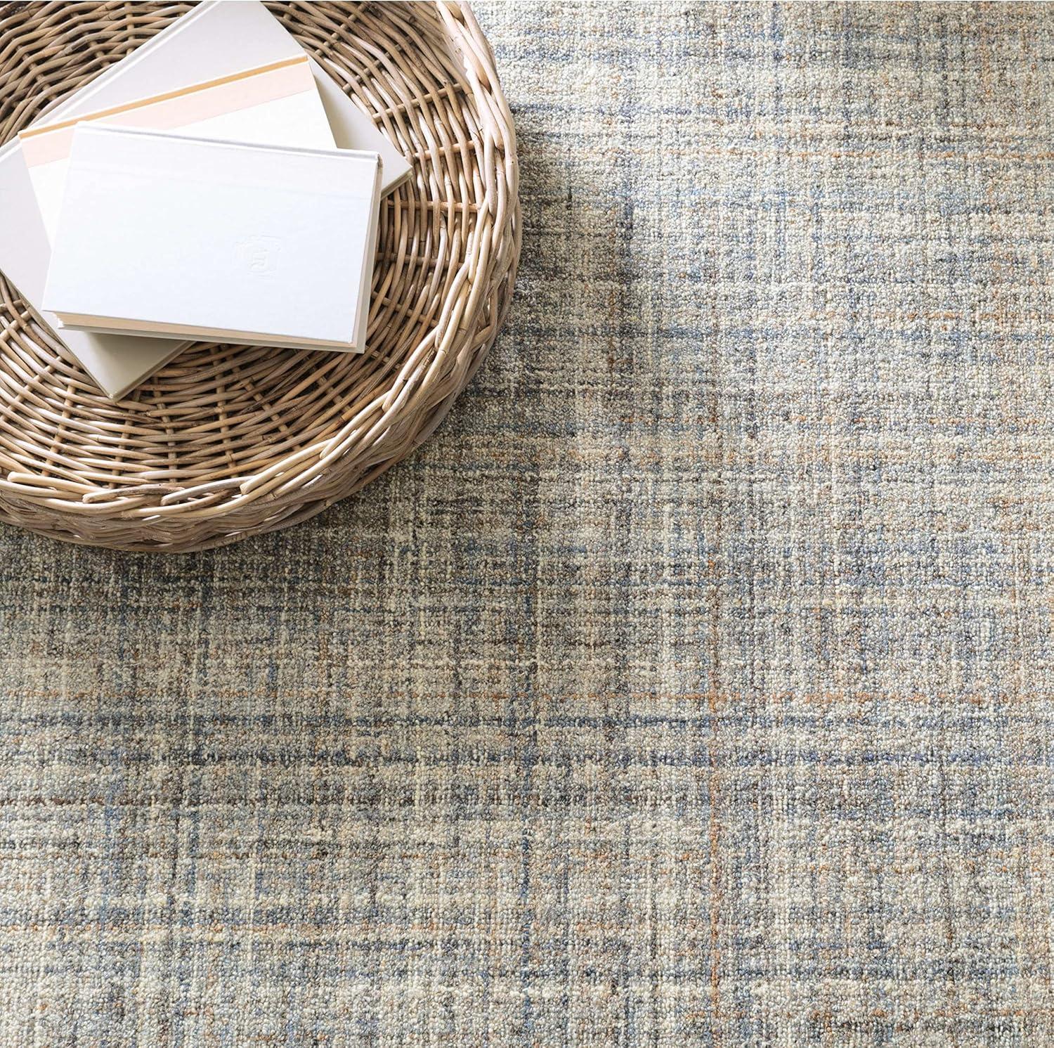 Harris Blue/Brown Hand Micro Hooked Wool Rug