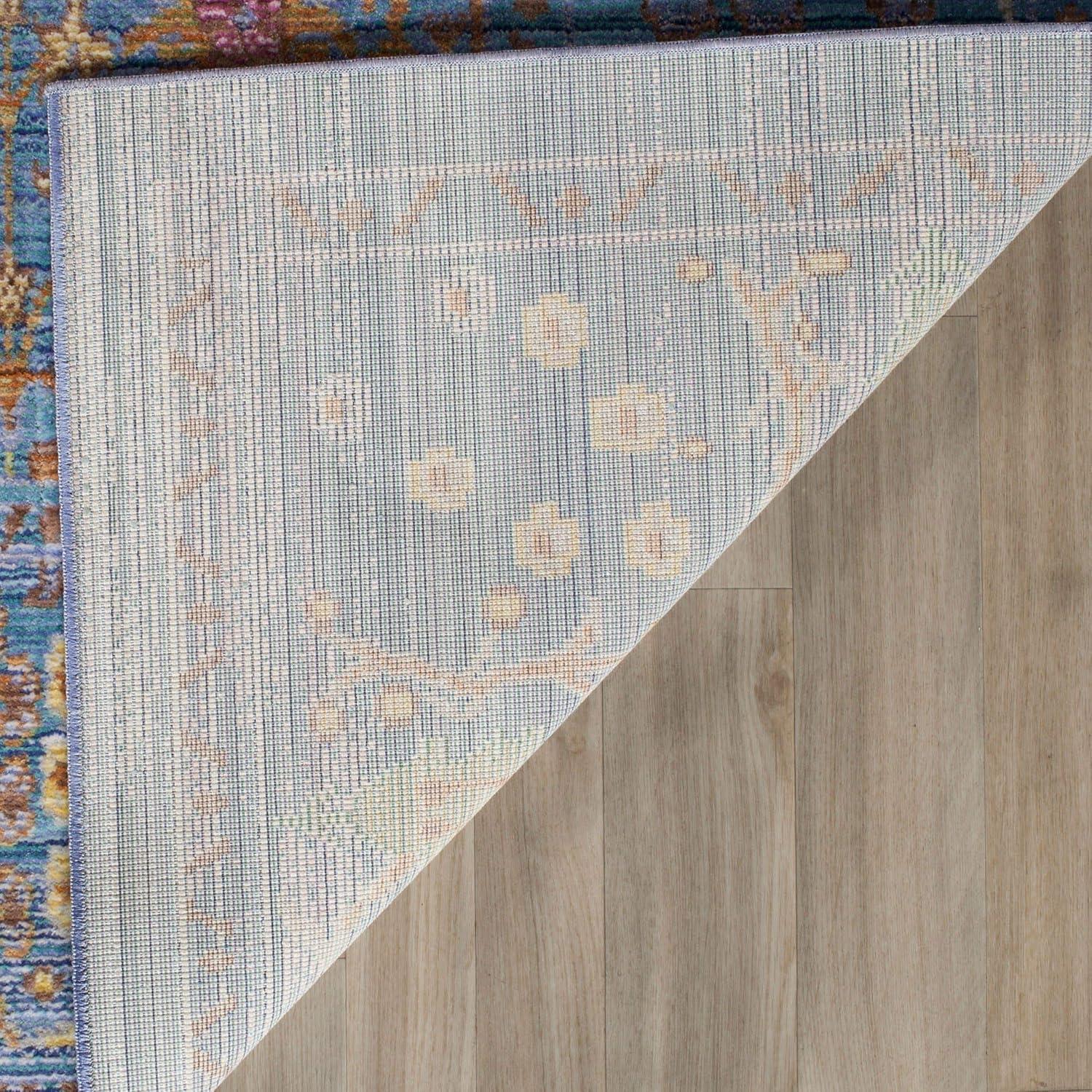 SAFAVIEH Valencia Collection 9' x 12' Blue/Multi VAL108M Boho Chic Distressed Area Rug