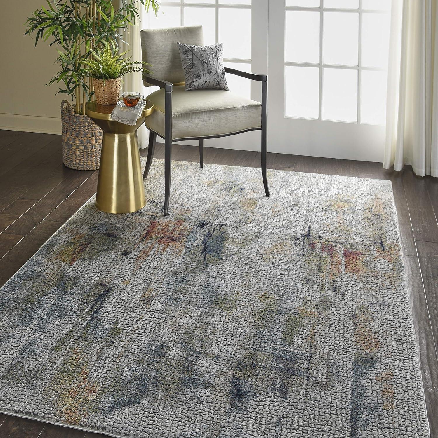 Nourison Global Vintage Abstract Ivory/Multicolor 4' x 6' Area Rug, (4x6)