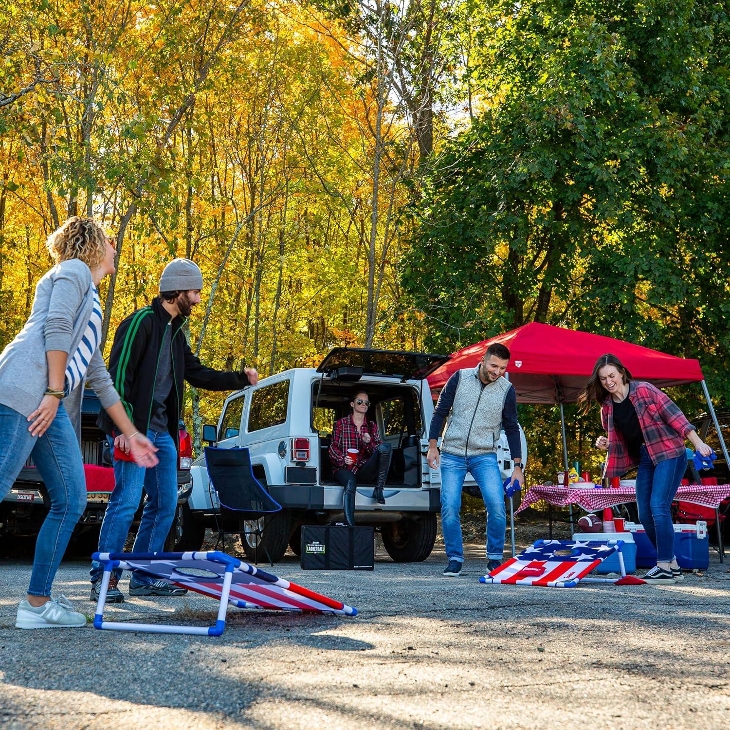 Franklin Sports Red, White and Blue PVC Cornhole Set — Includes 2 Targets And 8 Regulation Bean Bags — Great for Kids and Outdoor Family Fun