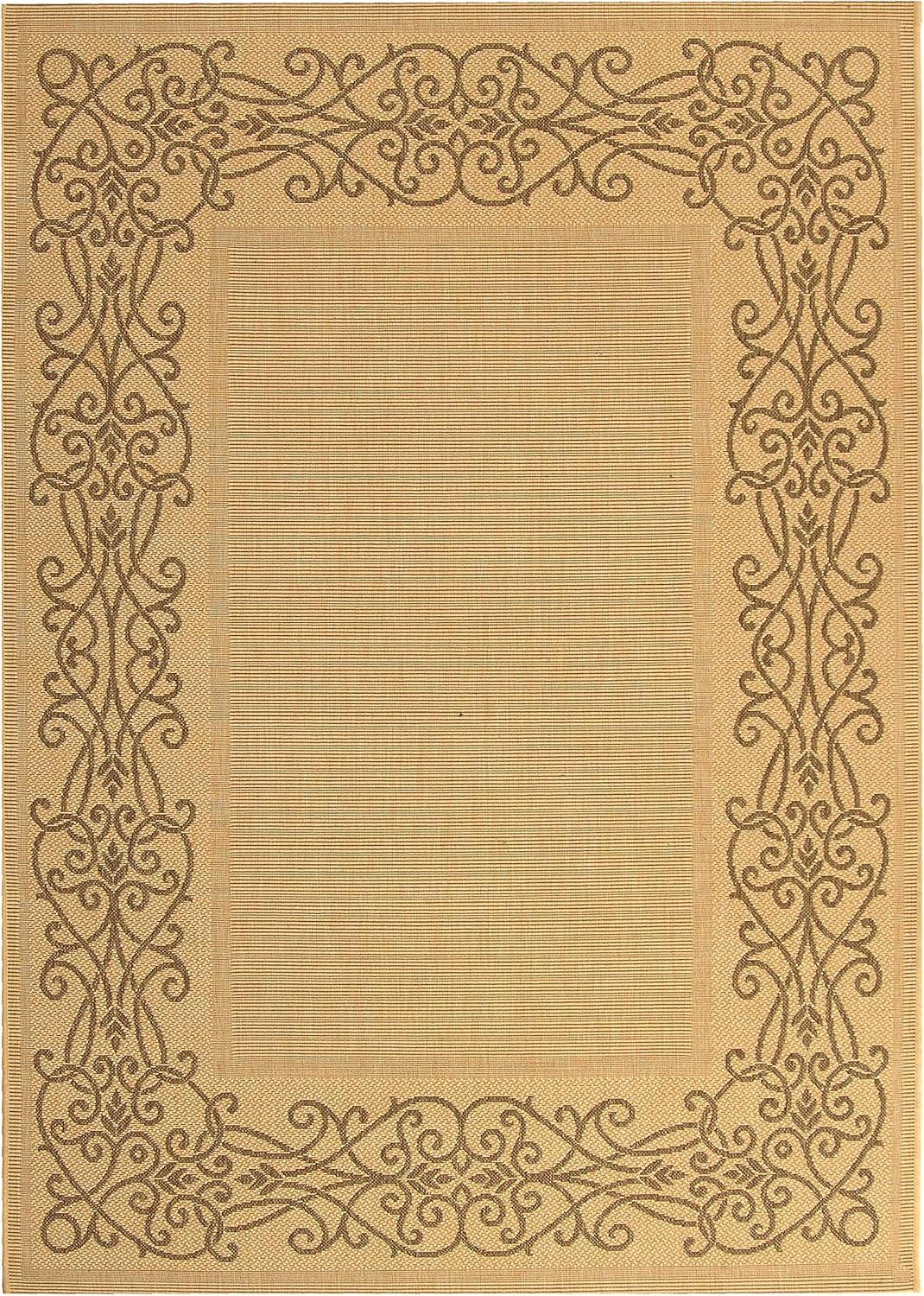 Courtyard CY1588 Power Loomed Indoor and Outdoor Area Rug - Natural/Brown - 4'x5'7" - Safavieh