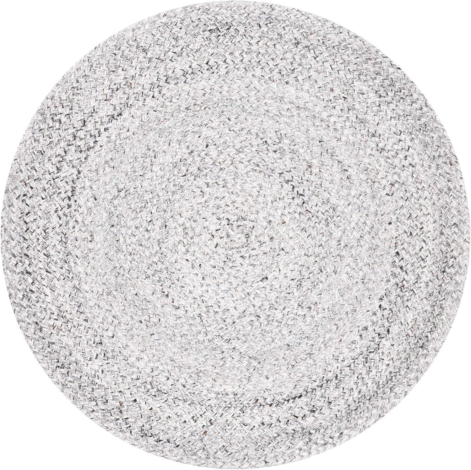 Handmade Reversible Round Gray Synthetic Braided Rug