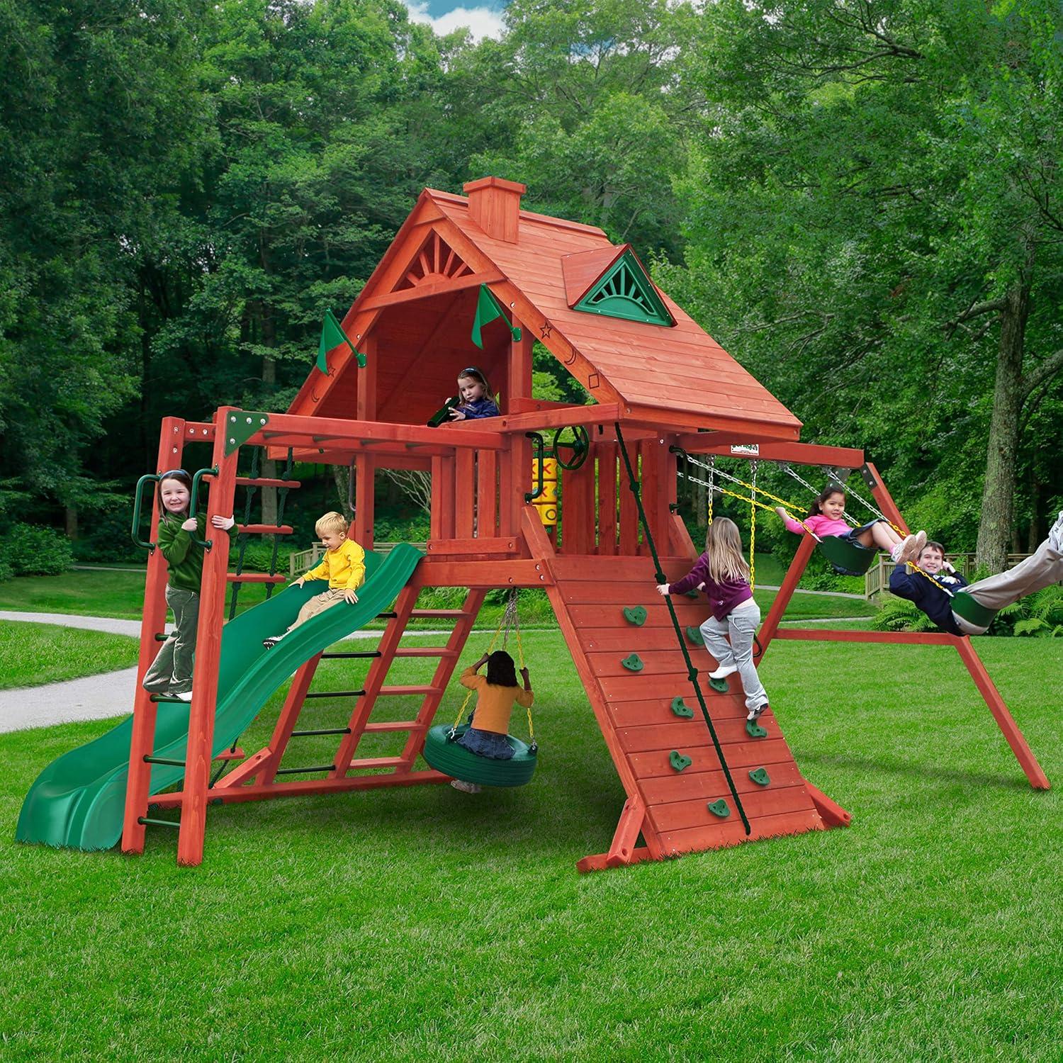 Gorilla Playsets  Sun Palace II Wood Swing Set with Monkey Bars