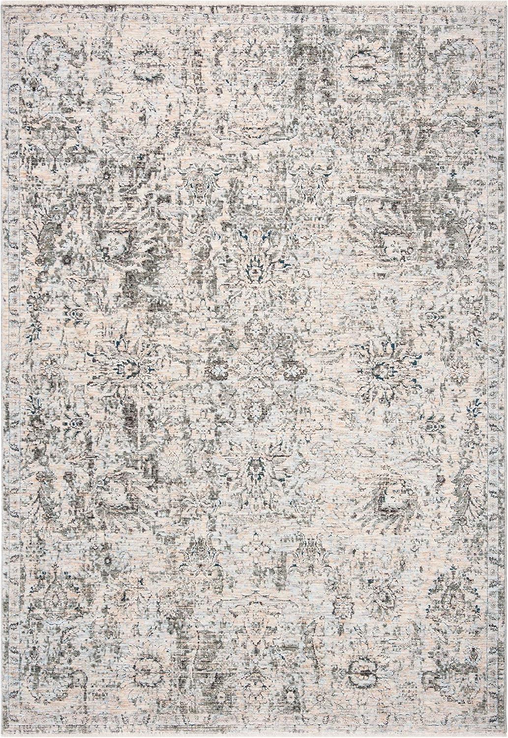 Gray and Beige 4' x 6' Synthetic Area Rug