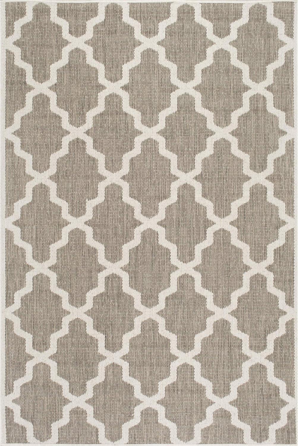 Reversible Taupe Synthetic 4' x 6' Easy Care Area Rug