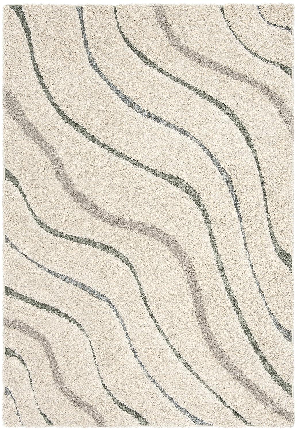 Florida Shag SG472 Power Loomed Indoor Area Rug - Cream/Light Blue - 6'x9' - Safavieh