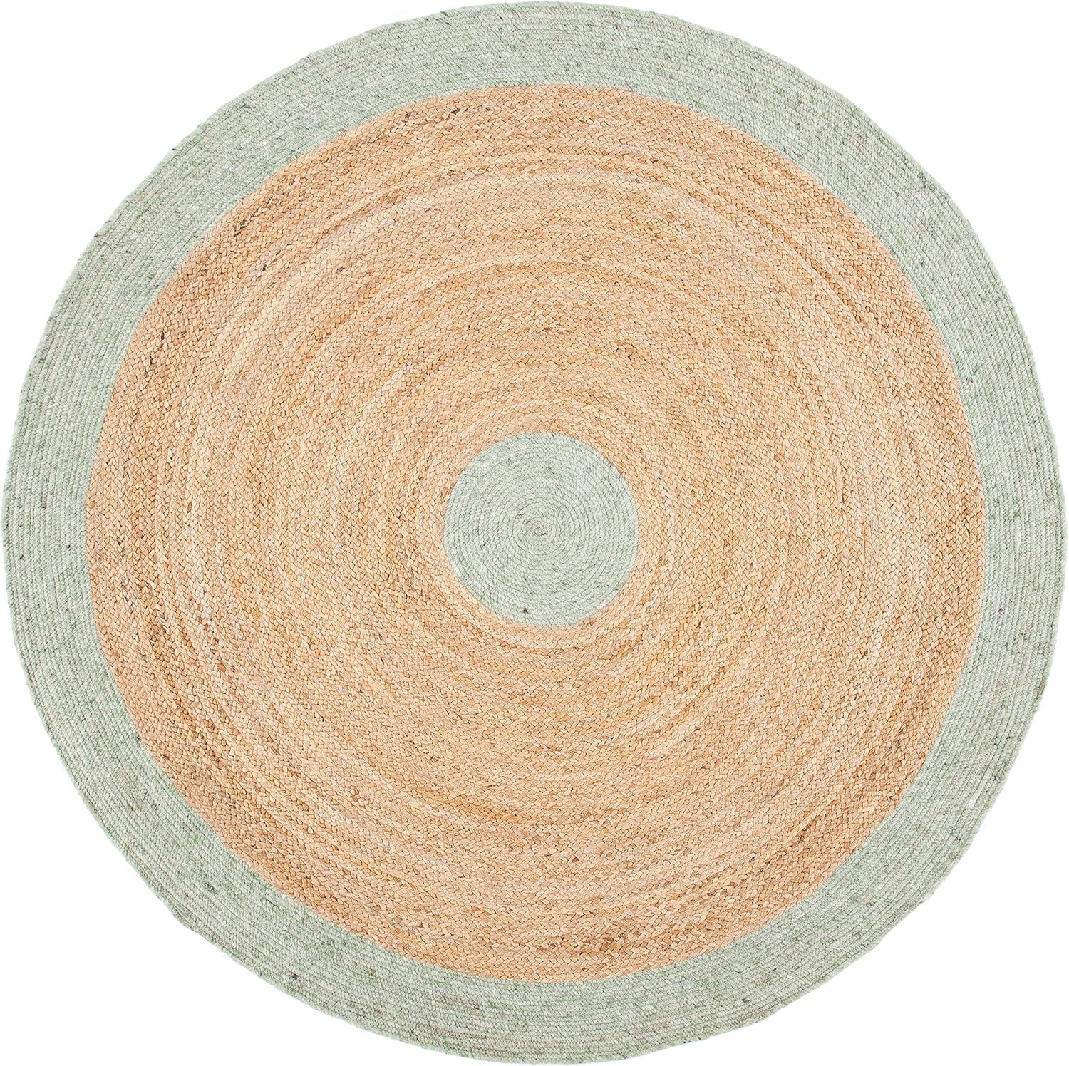 SAFAVIEH Braided Carina Bordered Reversible Area Rug, Sage/Gold, 6' x 6' Round