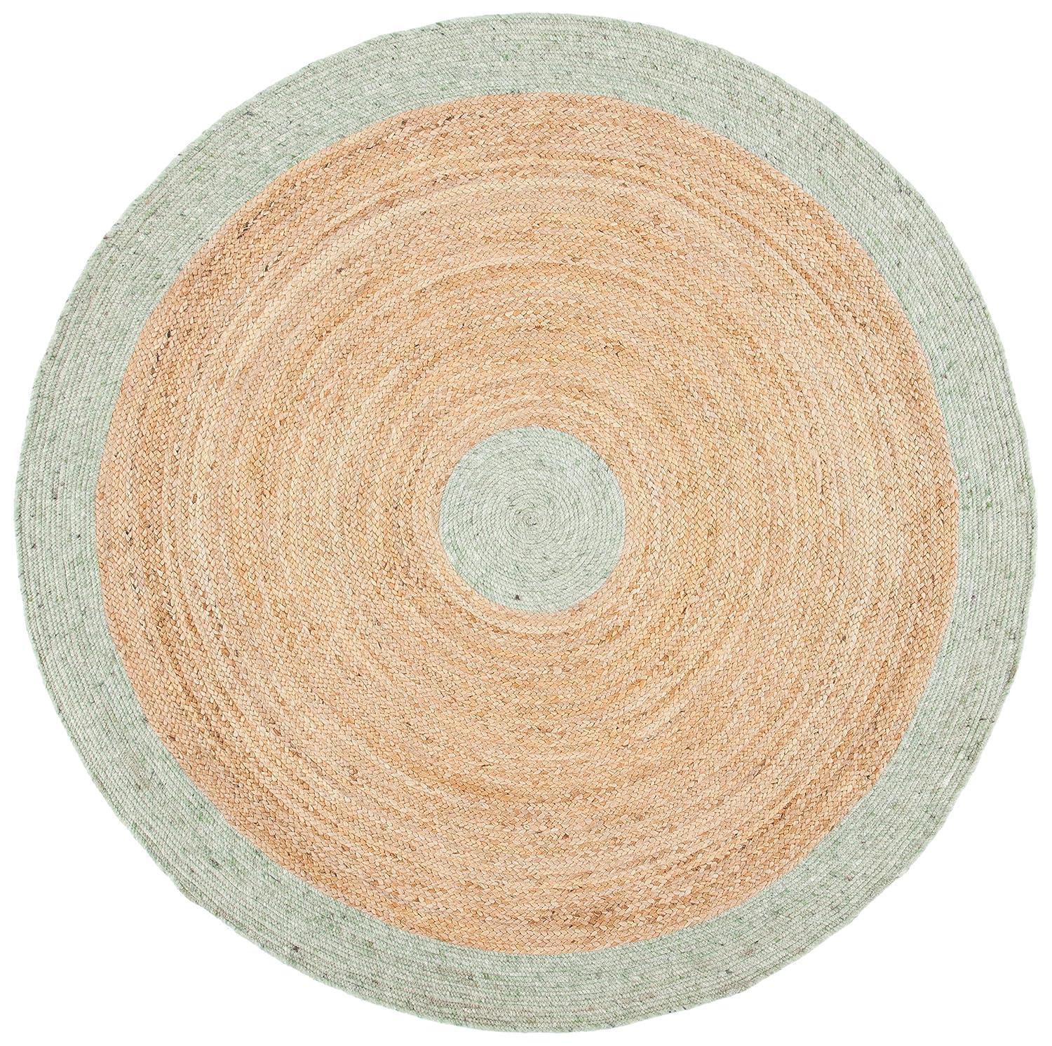 SAFAVIEH Braided Carina Bordered Reversible Area Rug, Sage/Gold, 6' x 6' Round