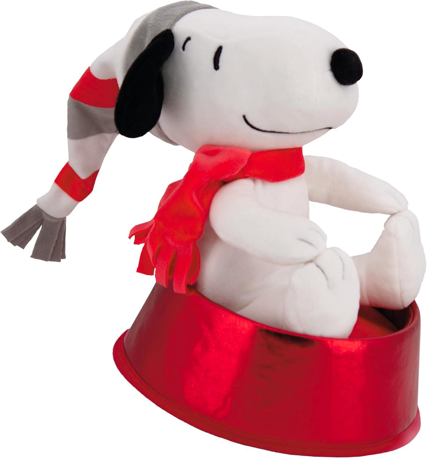 Snoopy Plush Fabric Christmas Tree Topper with Red Base