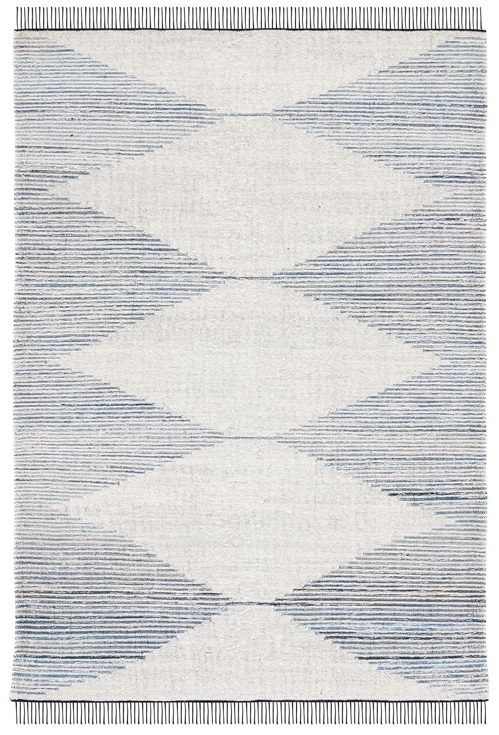 Kilim With Fringes KLM309 Flat Weave Area Rug - Blue/Ivory - 5'x8' - Safavieh