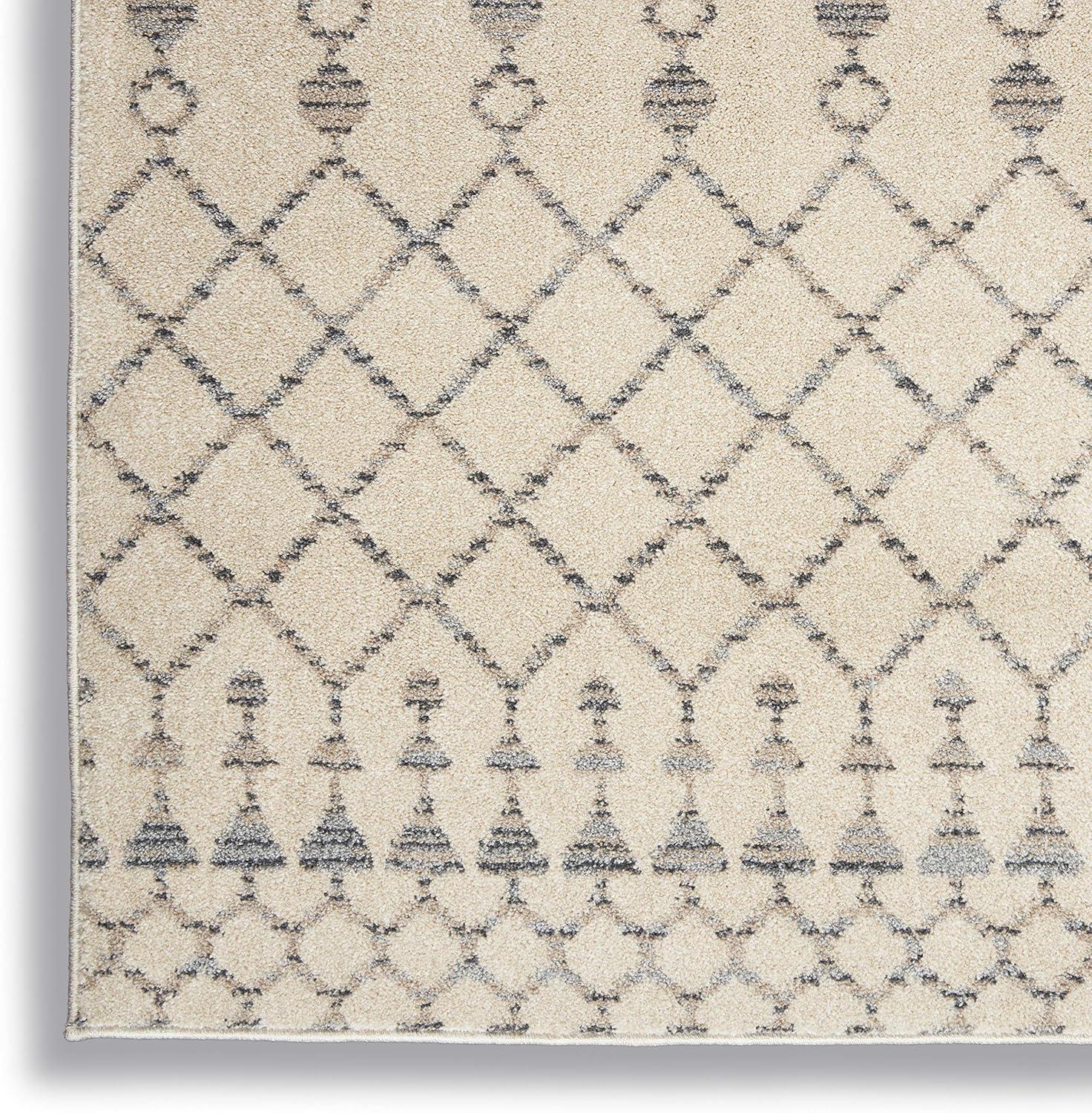 Beige/Grey Geometric Hand-knotted Synthetic Area Rug 5'3" x 7'3"