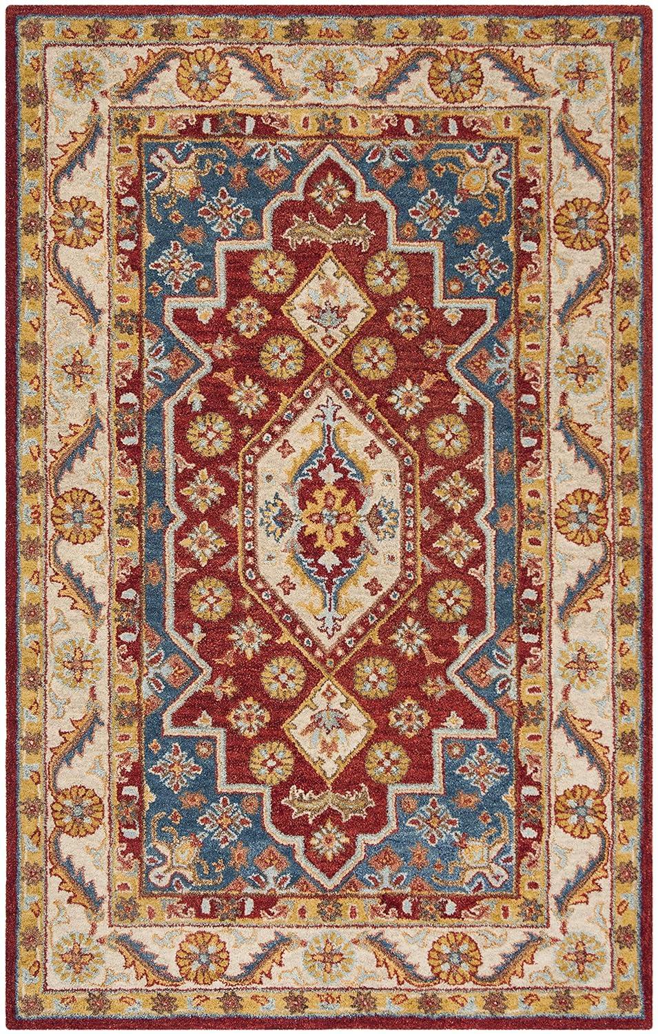 Antiquity AT503 Hand Tufted Area Rug - Red/Blue - 4'x6' - Safavieh.