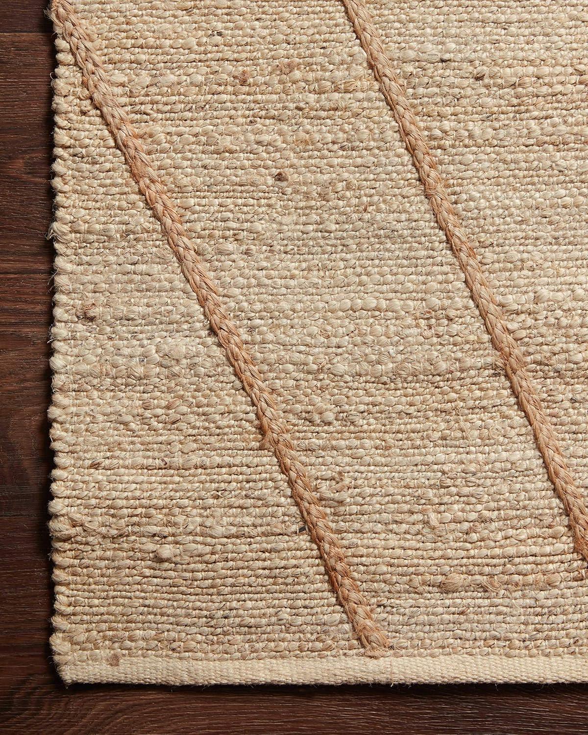 Ivory Geometric Braided Handwoven Jute Area Rug 5' x 7'