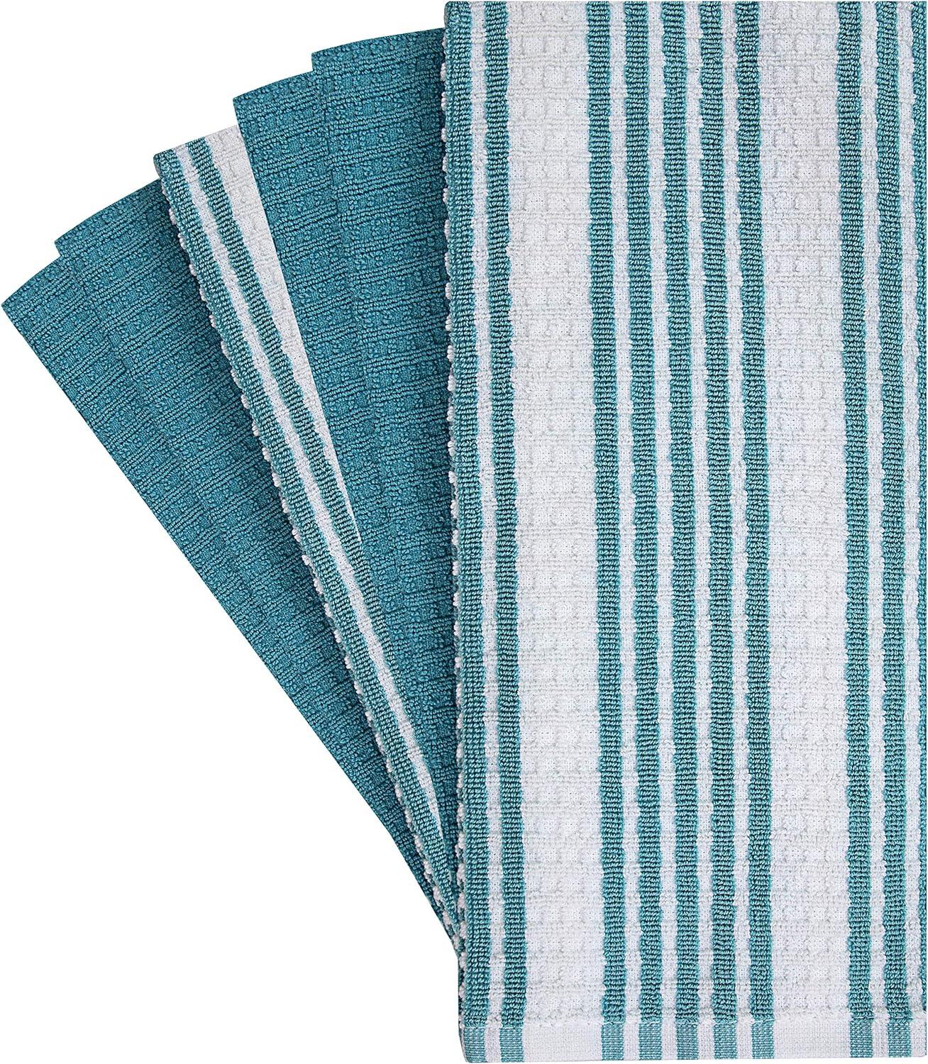 Bumble Premium Kitchen Hand Towels | 100% Cotton 16” x 28” | Absorbent Dish Cloths | 6 Pack (Aqua)