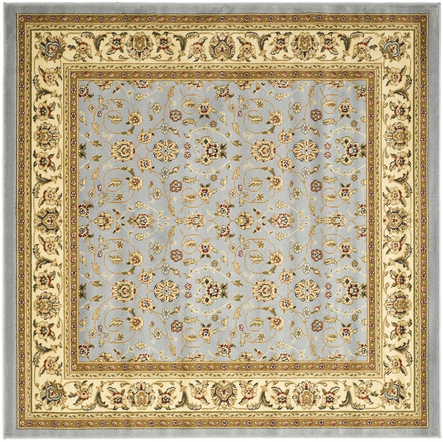 Lyndhurst LNH312 Power Loomed Area Rug - Light Blue/Ivory - 6'x6' - Safavieh.