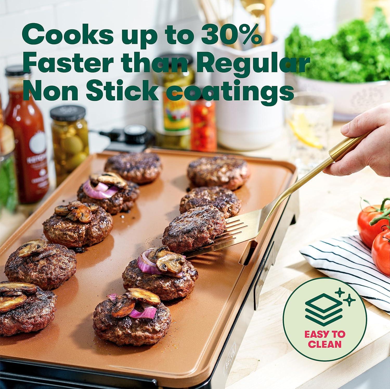 Electric Ceramic Titanium Griddle, Make 15 Eggs At Once, Healthy-Eco Non-Stick Coating, Hassle-Free Clean Up, Large Submersible Cooking Surface