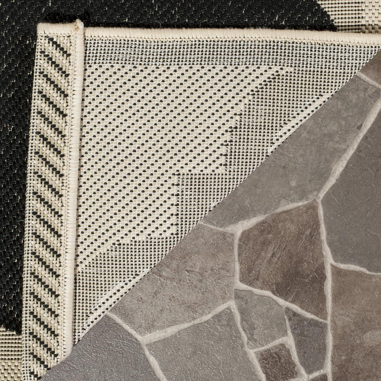 Courtyard CY6243 Power Loomed Indoor and Outdoor Runner Rug - Black/Beige - 2'3"x12' - Safavieh