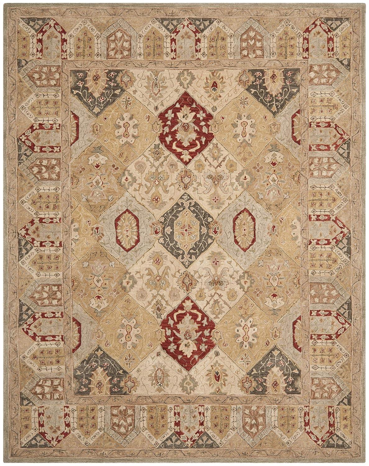 SAFAVIEH Anatolia Taylor Floral Wool Area Rug, Beige/Multi, 9' x 12'
