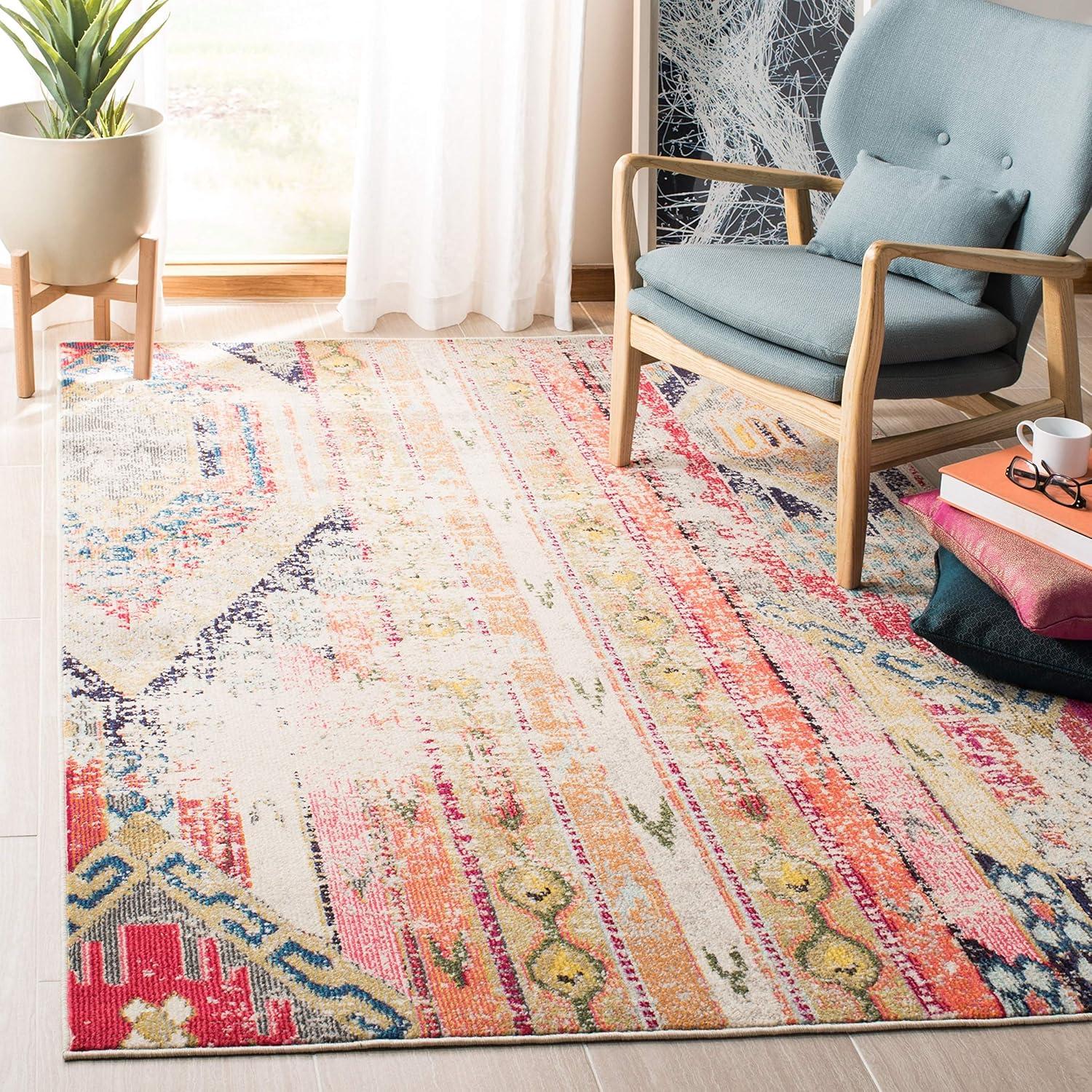 Madison MAD422 Power Loomed Indoor Area Rug - Green/Orange - 5'3"x7'6" - Safavieh