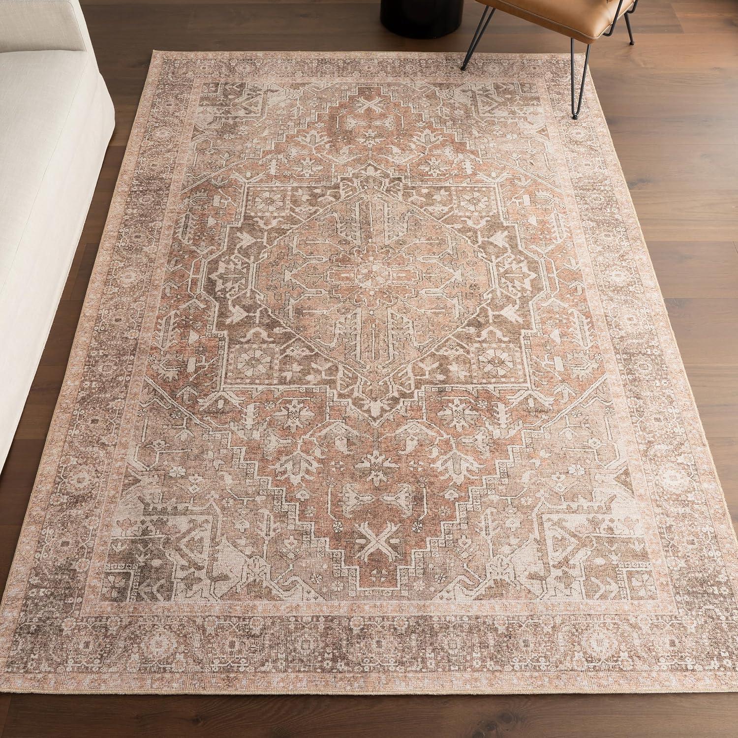Nuloom Hillstone Collection Mariposa Traditional Vintage Medallion Area Rug, 6' 7" x 9', Ivory