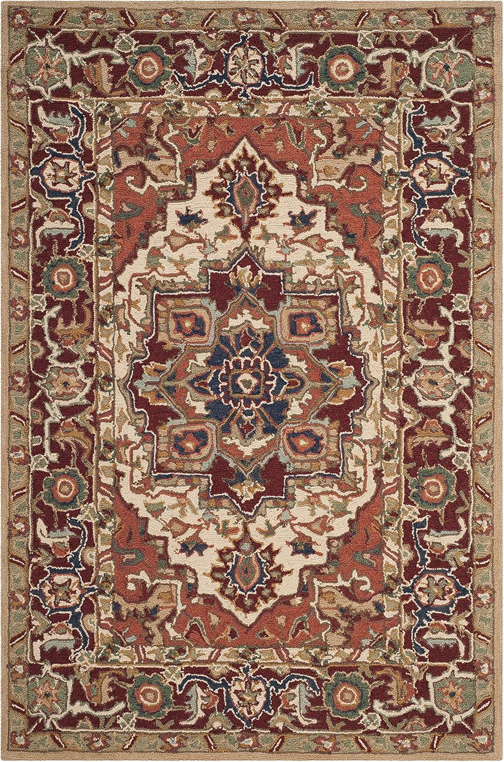 Chelsea HK709 Hand Hooked Area Rug - Red/Ivory - 3'9"x5'9" - Safavieh.