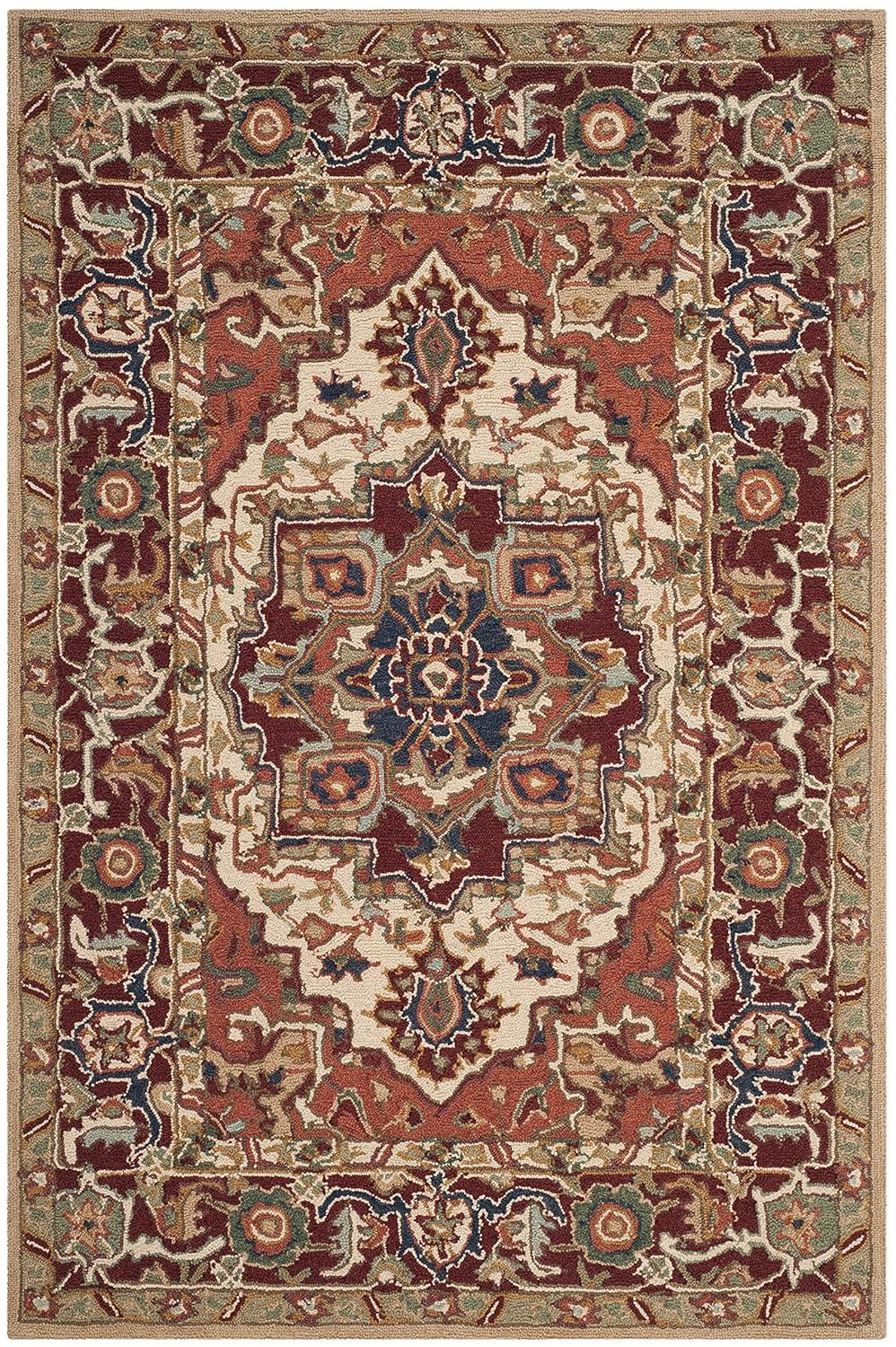 Chelsea HK709 Hand Hooked Area Rug - Red/Ivory - 3'9"x5'9" - Safavieh.