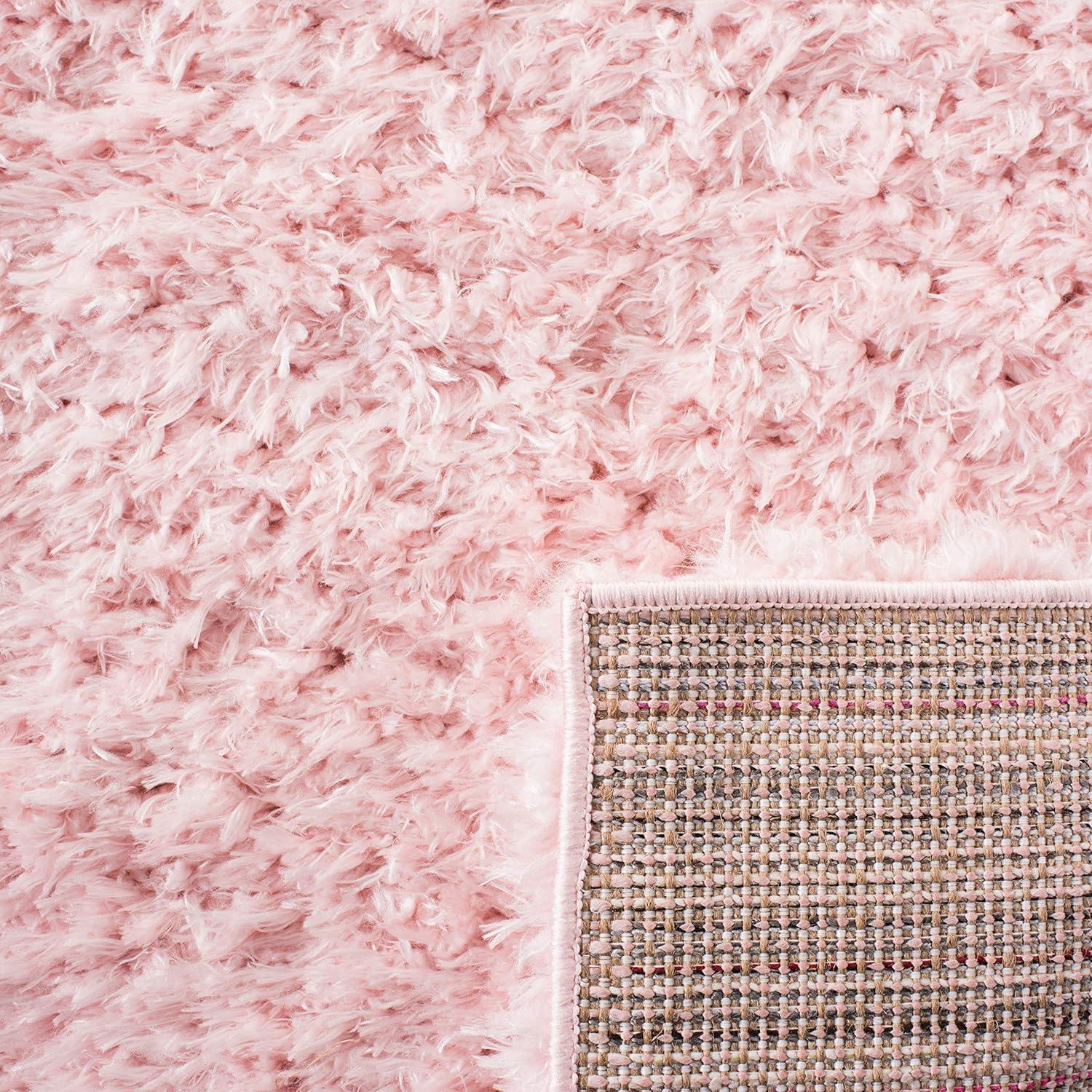 SAFAVIEH Madrid Miah Solid Plush Polyester Shag Area Rug, Blush, 4' x 6'