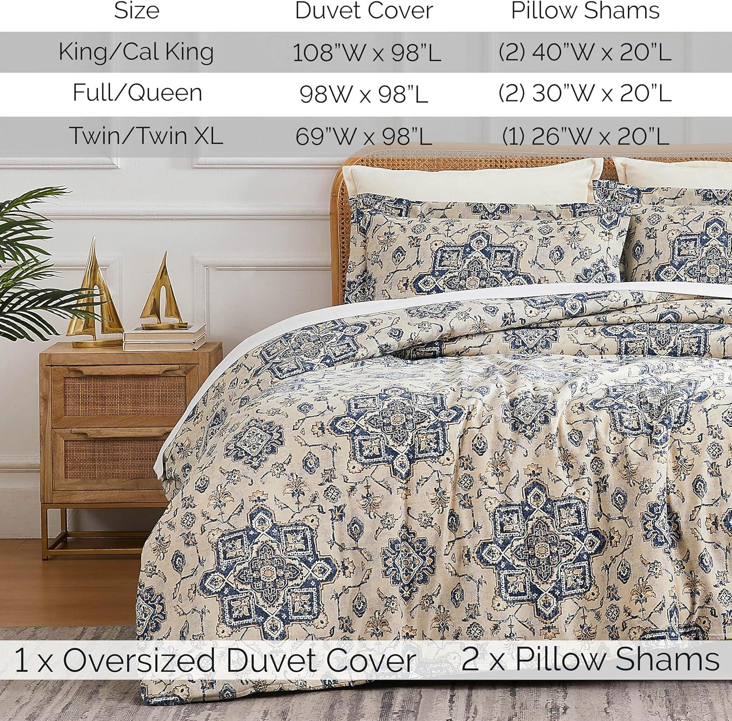 Southshore Fine Living Persia Oversized Reversible ultra-soft Duvet Cover Set with shams