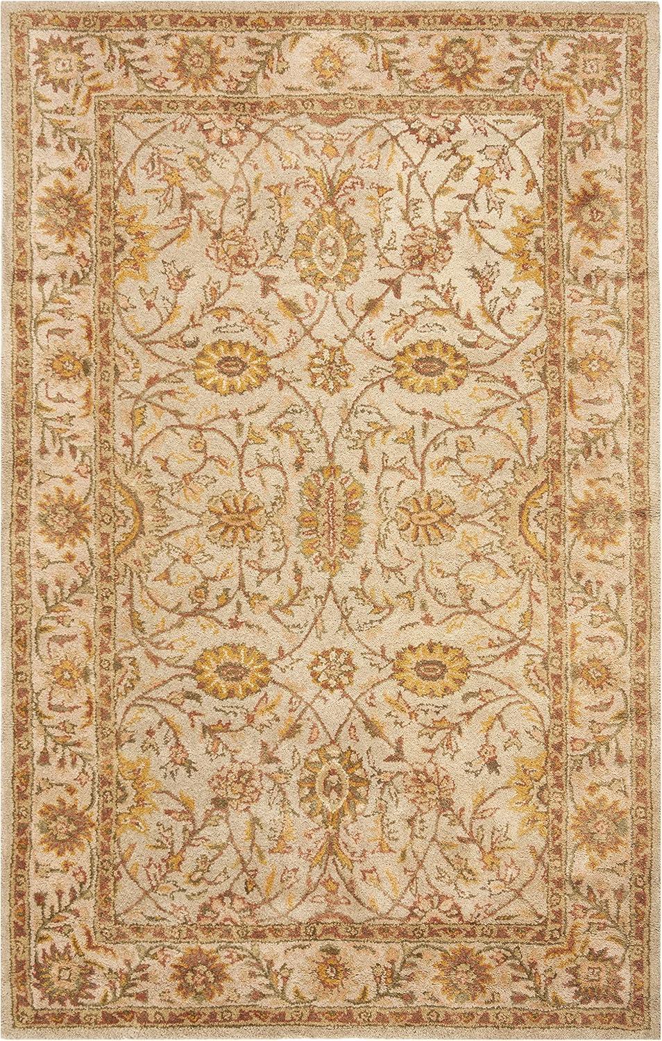 Elegant Ivory Hand-Tufted Wool Area Rug, 4' x 6'